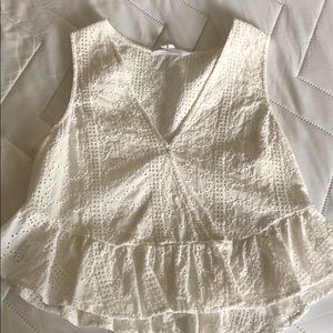 Bcbg eyelet peplum top